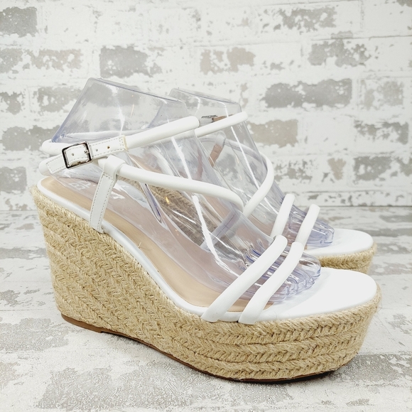 NEW BP. Cohan White Tan Espadrille Platform Wedge Sandals I154 - Picture 5 of 11